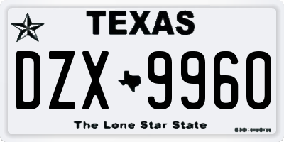 TX license plate DZX9960