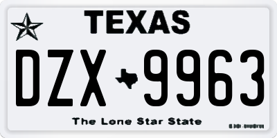 TX license plate DZX9963