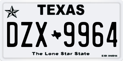 TX license plate DZX9964