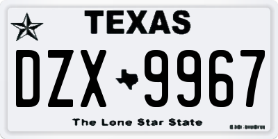 TX license plate DZX9967