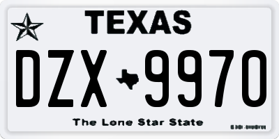 TX license plate DZX9970