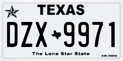 TX license plate DZX9971