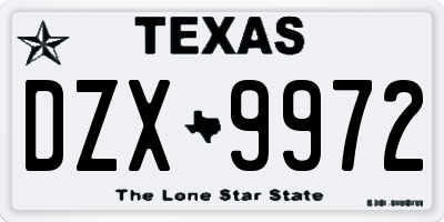 TX license plate DZX9972