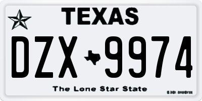 TX license plate DZX9974