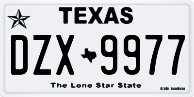 TX license plate DZX9977