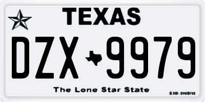 TX license plate DZX9979