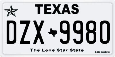 TX license plate DZX9980