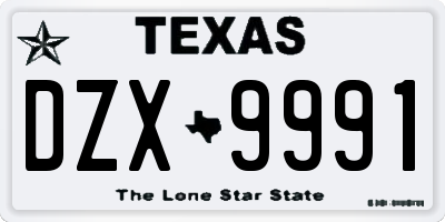 TX license plate DZX9991