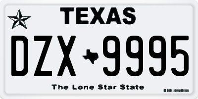 TX license plate DZX9995