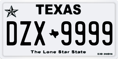 TX license plate DZX9999