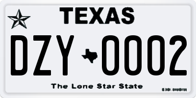 TX license plate DZY0002