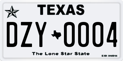 TX license plate DZY0004