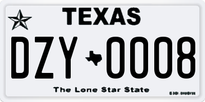 TX license plate DZY0008