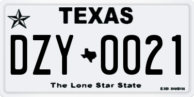 TX license plate DZY0021