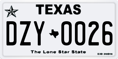 TX license plate DZY0026