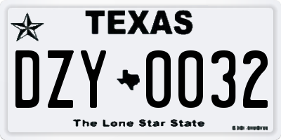 TX license plate DZY0032