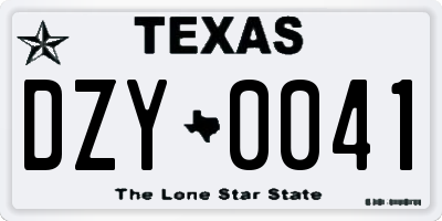 TX license plate DZY0041