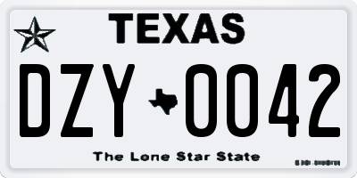 TX license plate DZY0042