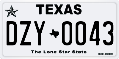 TX license plate DZY0043