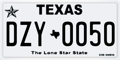 TX license plate DZY0050