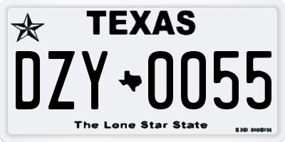 TX license plate DZY0055