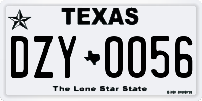TX license plate DZY0056