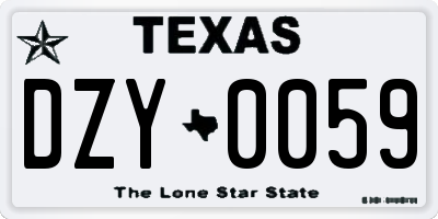 TX license plate DZY0059