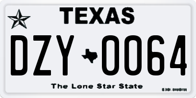 TX license plate DZY0064
