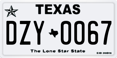 TX license plate DZY0067