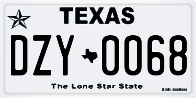 TX license plate DZY0068
