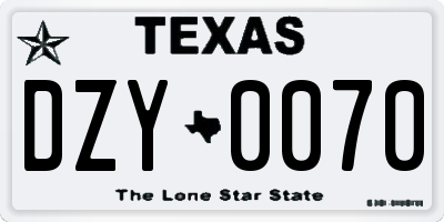 TX license plate DZY0070