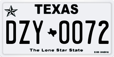 TX license plate DZY0072