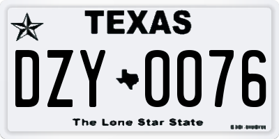 TX license plate DZY0076