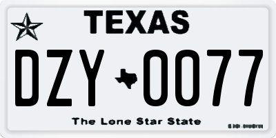 TX license plate DZY0077