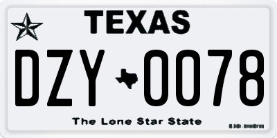 TX license plate DZY0078