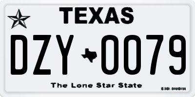 TX license plate DZY0079