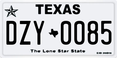 TX license plate DZY0085