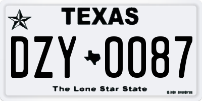 TX license plate DZY0087