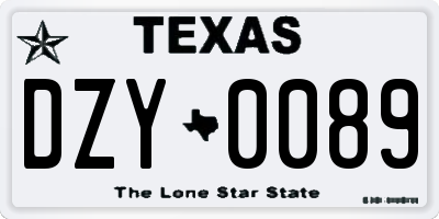 TX license plate DZY0089