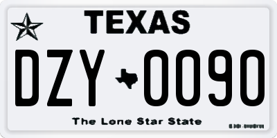 TX license plate DZY0090