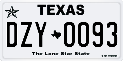 TX license plate DZY0093