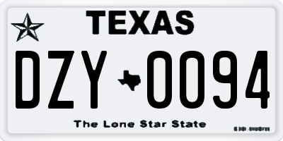 TX license plate DZY0094