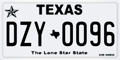 TX license plate DZY0096