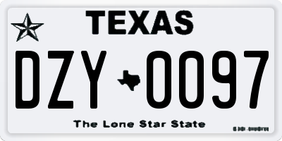 TX license plate DZY0097