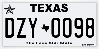 TX license plate DZY0098