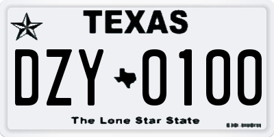 TX license plate DZY0100