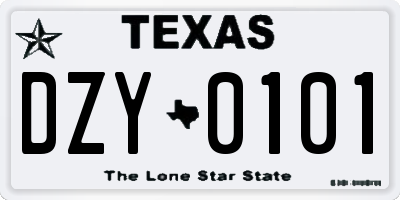 TX license plate DZY0101