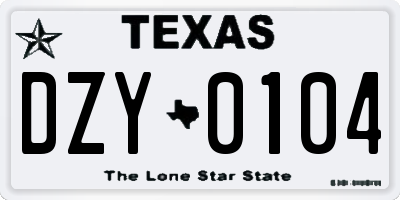 TX license plate DZY0104