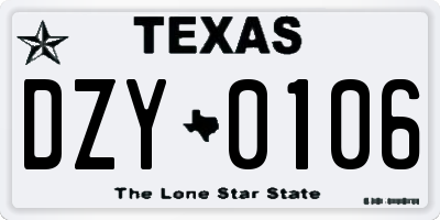 TX license plate DZY0106