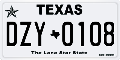 TX license plate DZY0108